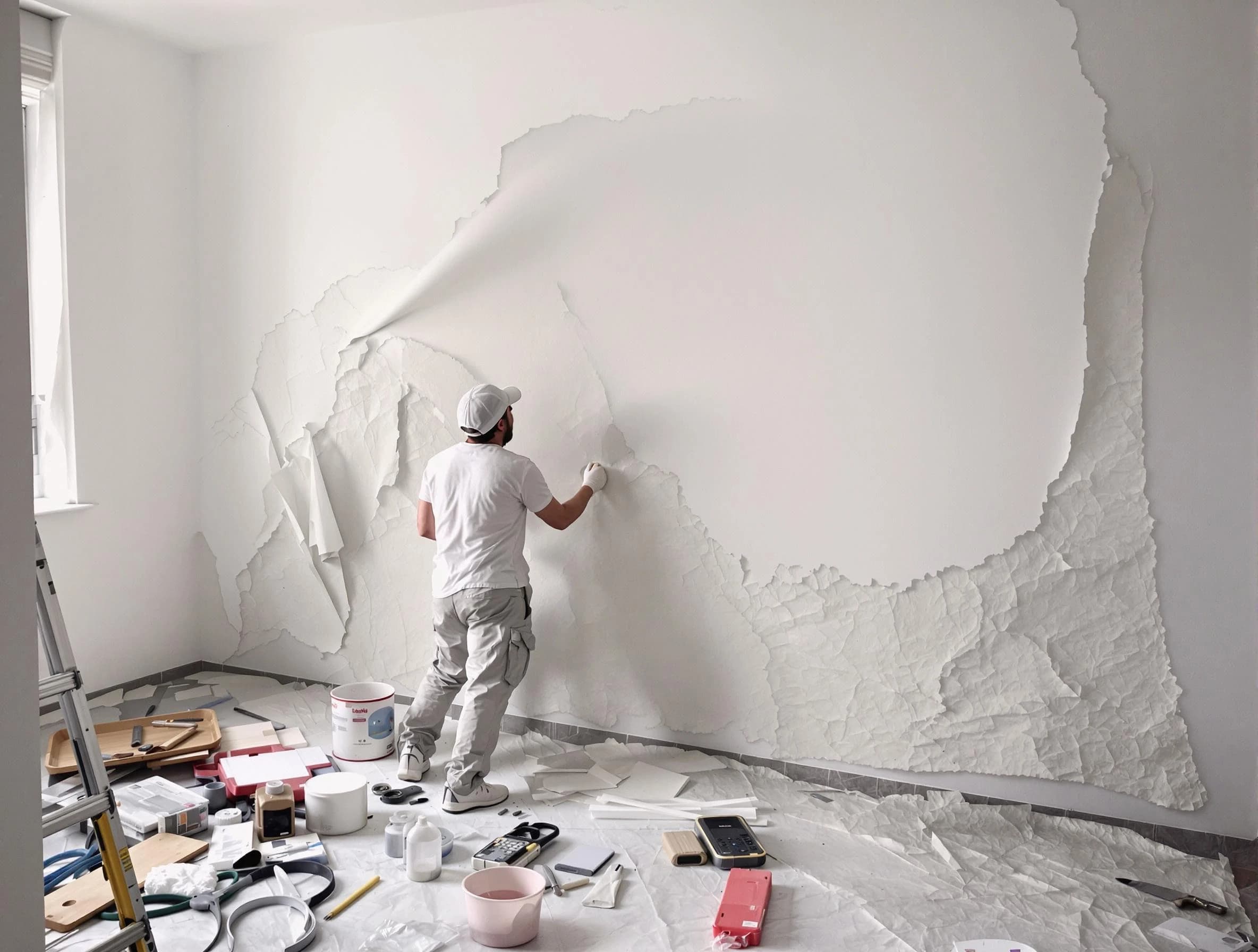 Removing old wallpaper to reveal clean walls by Middleburg Heights House Painters in Middleburg Heights
